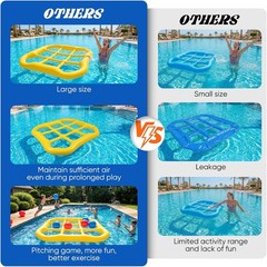 Inflatable Pool Tic-Tac-Toe Game Set with 10 Balls for Adults Kids Teens