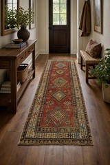 Pre-1900 3×8 Antique Oriental Runner Wool Runner Rug in Multicolor