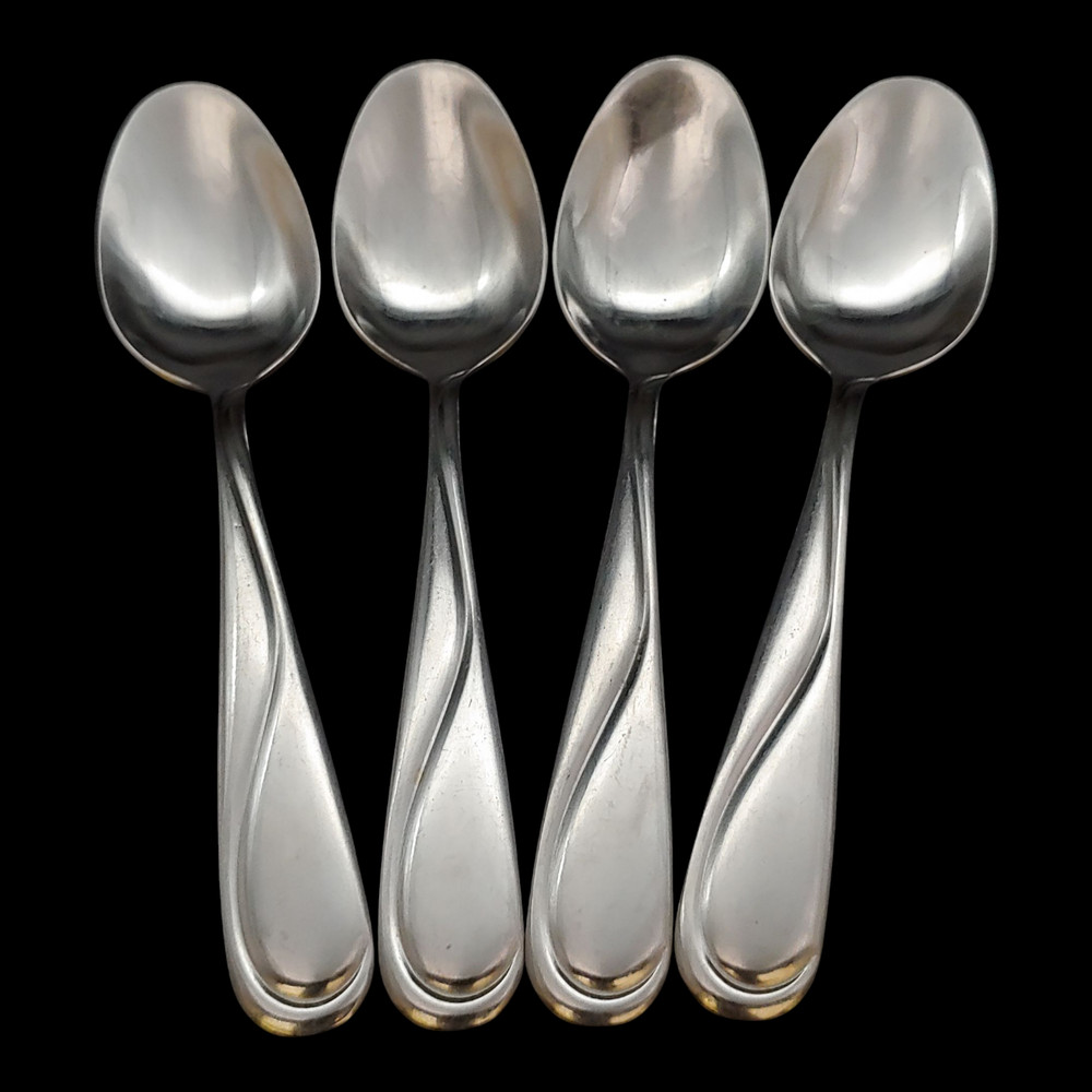 4 Hampton Silversmiths Swirl Teaspoons – 6 1/4″ Stainless Steel China