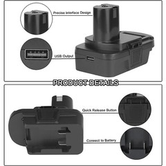 USB Battery Adapter Converter for De walt 20V Milwaukee 18V to Ryobi 18V Tool