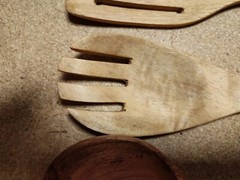 3 PC Indian Neem Wood Ladle, Spatula, Fork, Naturally Non Stick, 12″, Handcarved