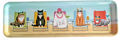 Cats on the Beach in Beach Chairs Melamine Tray Nautical Scene 19.75 X 6.25