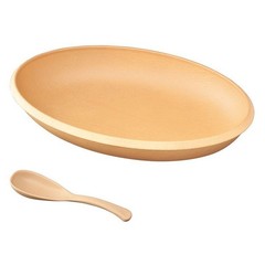 Komorebi Oval Plate with Soup Spoon 10.3in Natural PET Dishwasher Safe Japan