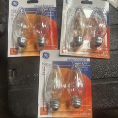 6 – GE 40 Watt Auradescent Multi-Use Bulbs Flame (F15)