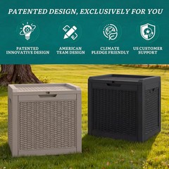 YITAHOME 35 Gallon Outdoor Deck Box, Lockable Waterproof Storage Box, Resin Stor