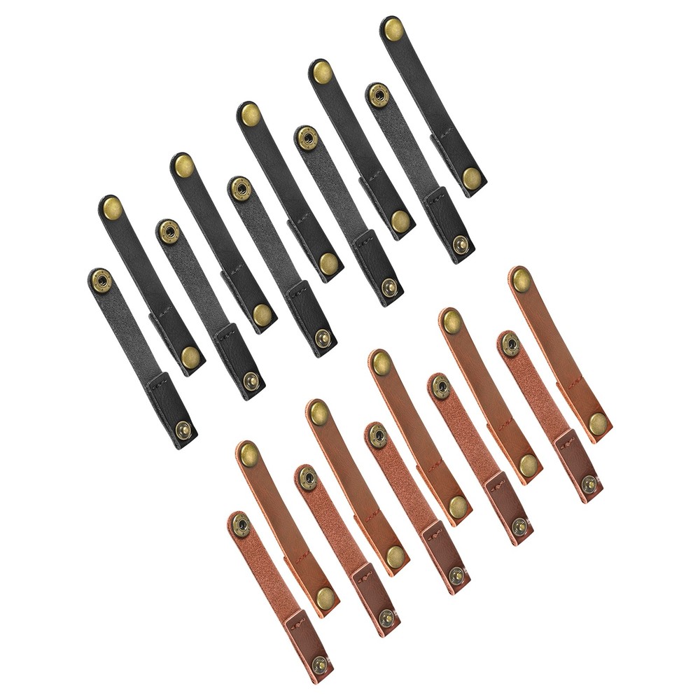 20Pcs Black/Light Brown Leather Cable Strap Cable Ties for Cord