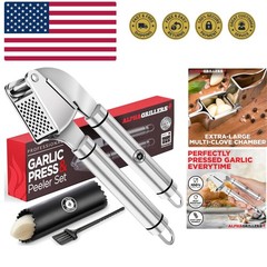 Garlic Press Stainless Steel – Easy to Clean, Rust-Proof, Dishwasher Safe – S…