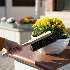 14.2″ Hand Broom Soft Bristles Cleaning Brush, Dusting Brush with Wooden Handle,