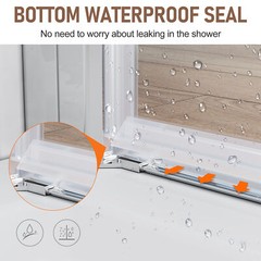 SUNNY SHOWER 26-36″ x72″ Pivot Shower Door Frameless 1/4″ Glass Panel