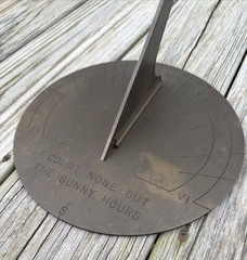 Vintage Antique Metal Sundial “I Count None But The Sunny Hours” 9″ Diameter