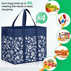 Reusable Grocery Bags 4 Pack Large Foldable Tote Waterproof Shopping Bags Set