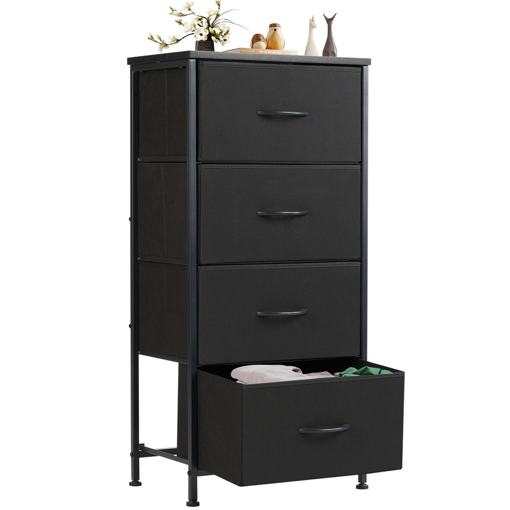 4 Fabric Drawer Dresser for Bedroom, Storage Organizer Unit Chest of Tower