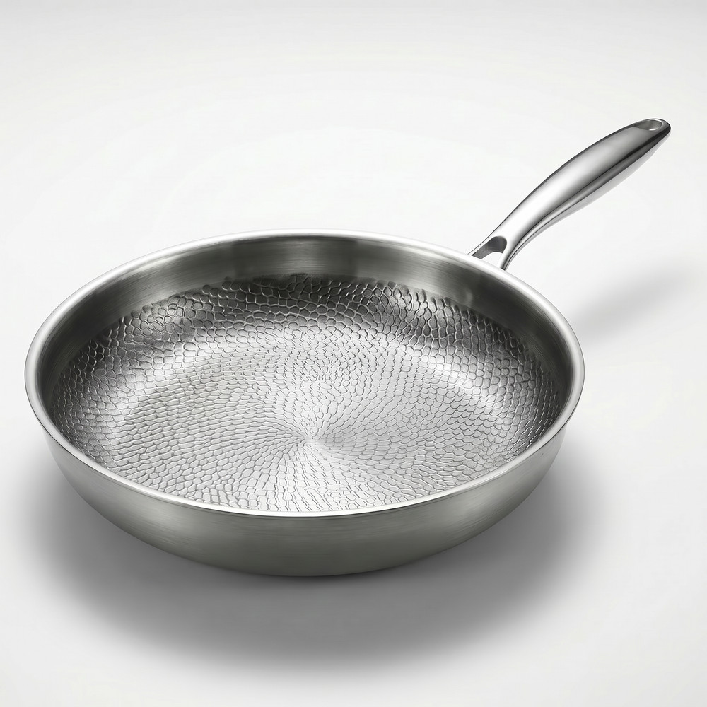 11.02in Titanium Stainless Steel Frying Pan Non stick Wok Home Egg