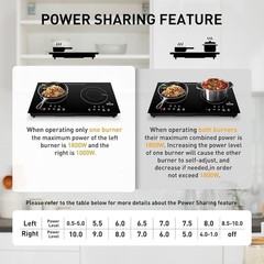 Duxtop 1800W Induction Cooktop 2 Burner Portable Touch Control Timer