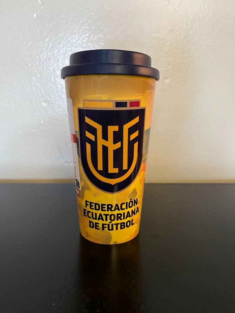 Travel Coffee Mug Ecuador FEF • Yellow Thermal Cup • 16 oz • Ecuador Football Fe
