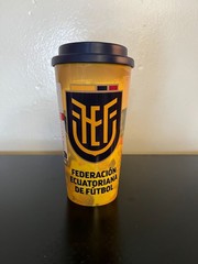 Travel Coffee Mug Ecuador FEF • Yellow Thermal Cup • 16 oz • Ecuador Football Fe