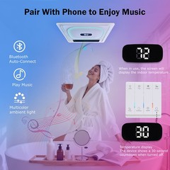 4-in-1 Bathroom Exhaust Fan with Bluetooth Speaker 1800W Dual Heater 180 CFM