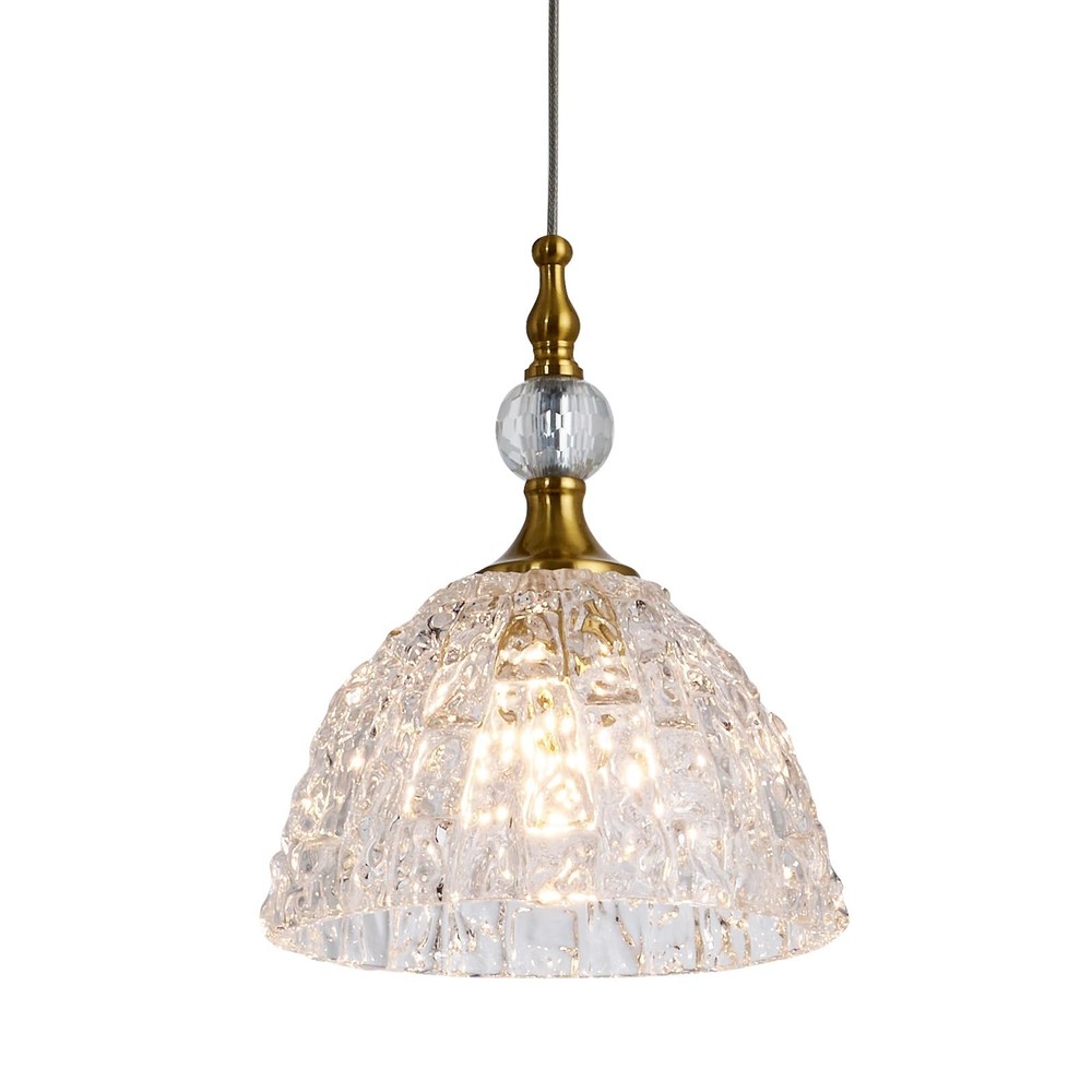 Modern Bronze Glass Pendant Light 7.68 in Dome Light Fixture with Clear K9 Cr…