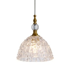 Modern Bronze Glass Pendant Light 7.68 in Dome Light Fixture with Clear K9 Cr…