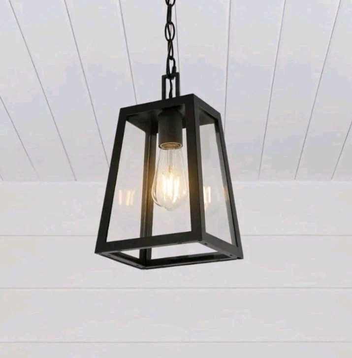 JONATHAN Y Glendale 6.75 in. Black Outdoor Industrial Farmhouse Pendant Light OB