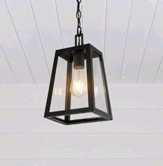 JONATHAN Y Glendale 6.75 in. Black Outdoor Industrial Farmhouse Pendant Light OB