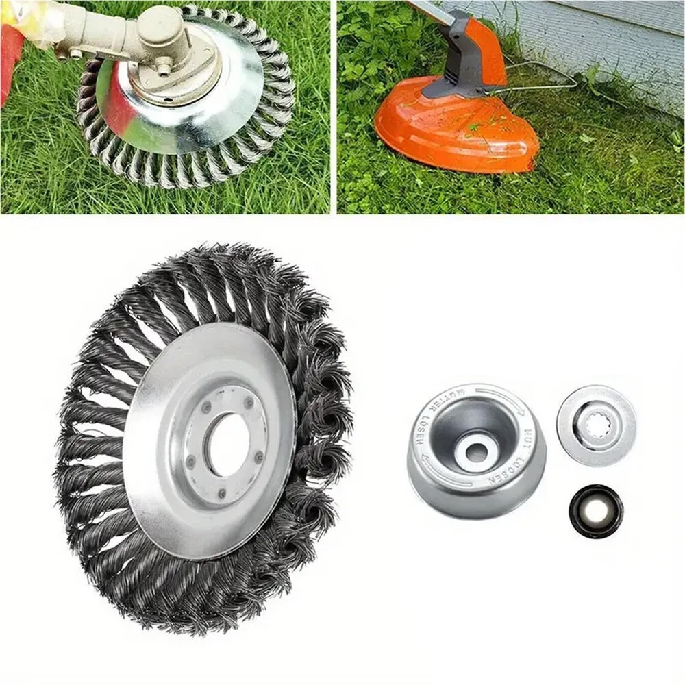8″ Steel Wire Wheel Brush Grass Cutter Weed Eater Trimmer Head Garden Cleaning