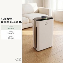 Turonic PH950 – Hepa Air Purifiers for Home w/ Humidifier, UV-A Light & Ionizer