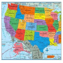 Wall Map Of The United States USA Road Travel Maps City Name US Poster 28″x40″