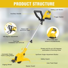 2-IN-1 Electric Cordless Grass String Trimmer Lawn Edger Weed Wacker Cutter USA