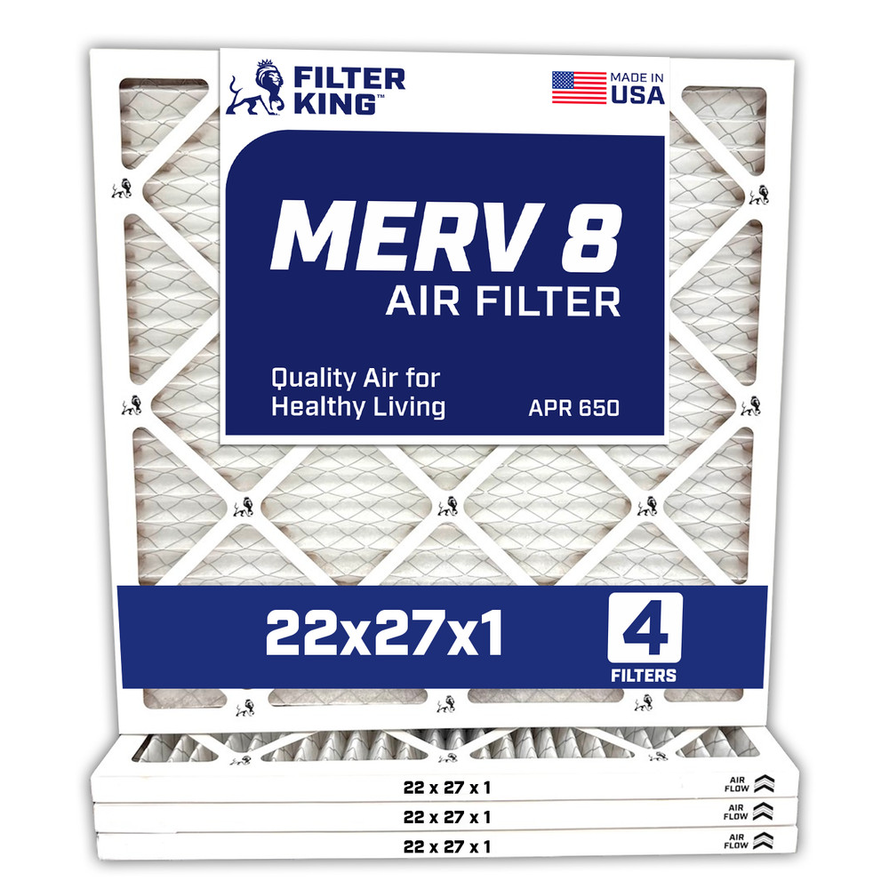 Filter King 22x27x1 Air Filter 4-PACK MERV 8 Actual Size 22 x 27 x .75″