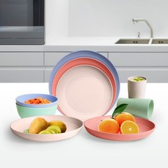 Lightweight Wheat Straw Plates – 4Pack Unbreakable Dishes and Plate Set, Dish…