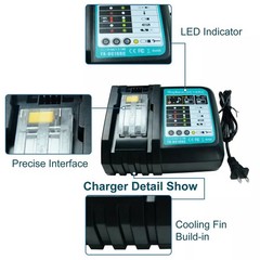 2 PCS 6.0Ah 18V Lithium Battery For Makita LXT BL1850 BL1830 BL1860 With Charger