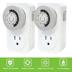 1-10 Pack Indoor 24-Hour Mechanical Outlet Timer Plug Indoor 2 or 3 Prong
