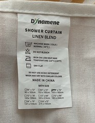 Dynamene Linen Blend Fabric Shower Curtain White Yellow Stripes Fringe 72” x 72”