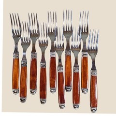 Scof France Recamier Rio Flatware Set 44pc Stainless Steel Wood Handle MCM VTG