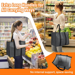 Reusable Grocery Bags with Handles – 3 Pack 35L Large Shopping Bags