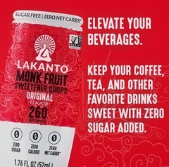Liquid Monk Fruit Extract Drops, Original, Erythritol Free Sugar Substitute Swee