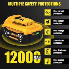 2Pack For DeWalt 20V 20 Volt Max XR 12.0AH Lithium Battery DCB206-2 / Charger