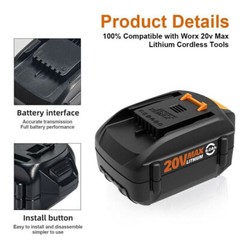 8.0AH 20V MAX Battery For WORX Extend Lithium 20 Volt WA3520 WA3525 WA3575 WG155