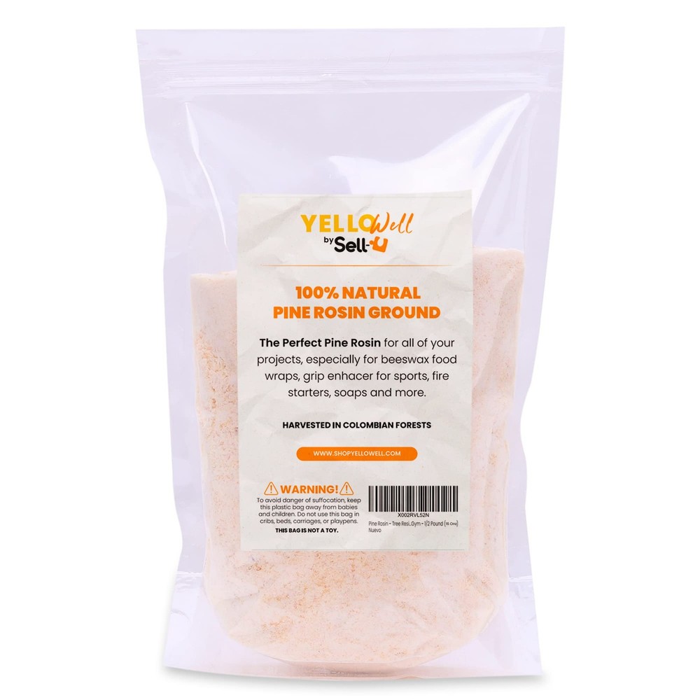 YelloWell Pine Rosin 1 Lb – 100% Natural – Tree Resin for 16 Onz, whitish