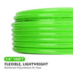 Air Compressor Hose 1/4 Inch x 100 Feet Reinforced Polyurethane PU Air Hose w