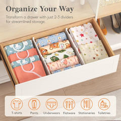 Lifewit 5″ High 5 Pack Drawer Dividers, 11.5″-18.5″ Adjustable Deep Drawer Organ