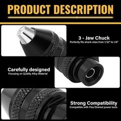 15PCS Keyless Drill Chuck Collet Set 1/32″–1/8″ for Dremel Rotary Tool 4486 Comp
