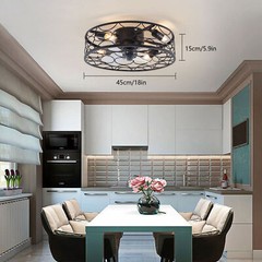 18.5″ Flush Mount Ceiling Fan with Light Pendant Lamp With Remote Control 60W