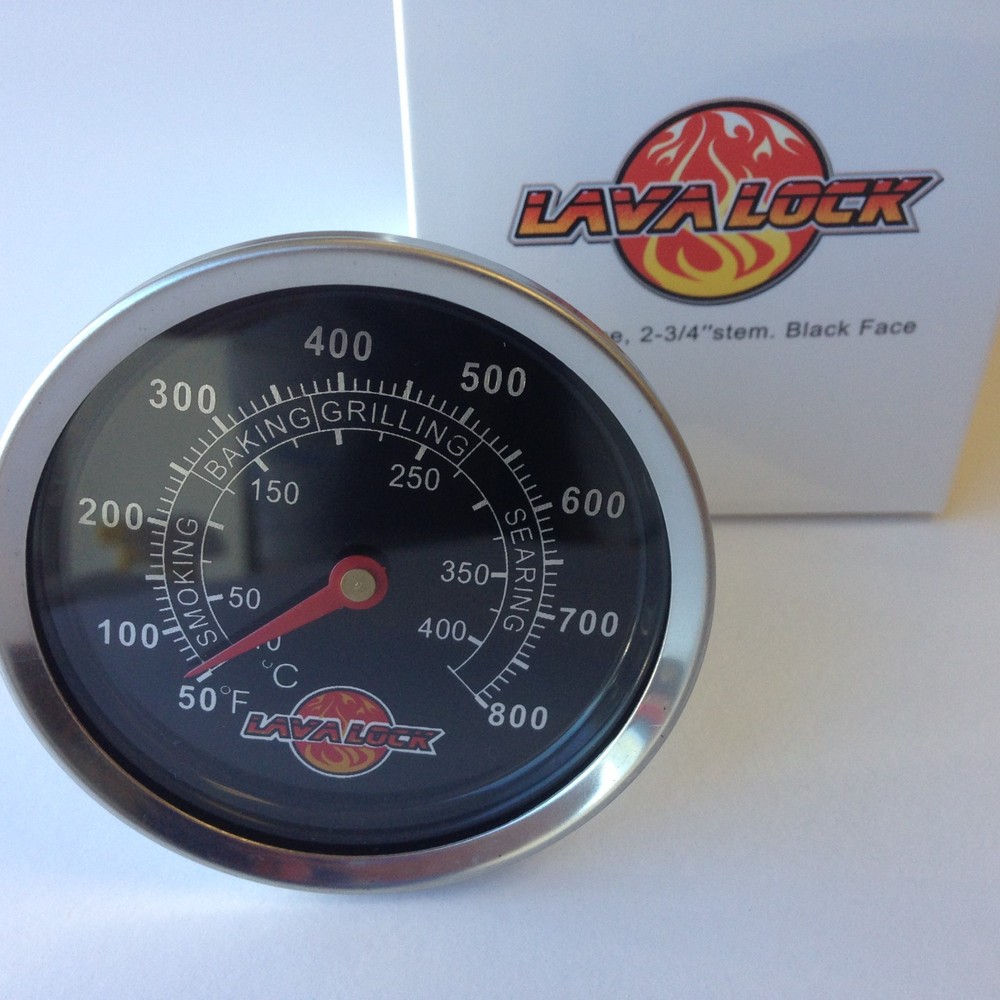 LavaLock 2-3/8″ BBQ smoker pit thermometer charcoal grill TEMP GAUGE 2-3/4 stem