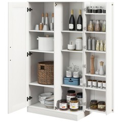 HOMCOM 63″ Kitchen Pantry Cabinet White, Refurbished