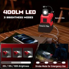 Portable Power Source Kit for Milwaukee 18V Battery AC DC Outlet 100W USB-C LED
