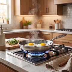 11.02in Titanium Stainless Steel Frying Pan Non stick Wok Home Egg