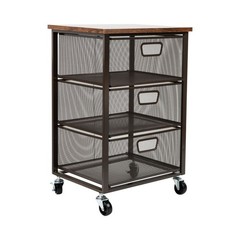 Mind Reader 13 in. W x 24.25 in. H Black 3-Drawer Pull-Out Metal Storage Cart