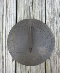 Vintage Antique Metal Sundial “I Count None But The Sunny Hours” 9″ Diameter